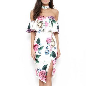 Choker Floral Off Shoulder Dress